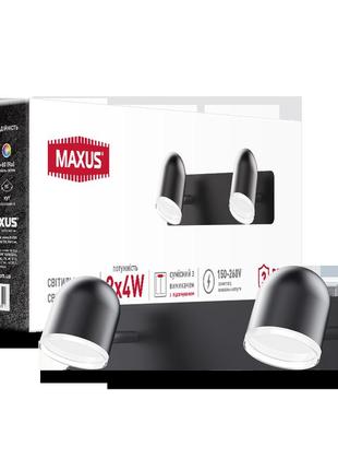 Спот светильник на 2 лампы maxus msl-01w 2x4w 4100k черный1 фото