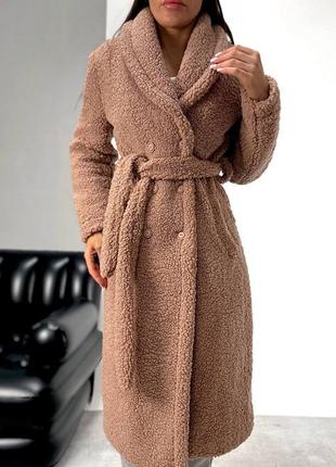 Шубка прямого силуета под поясок застежка на пуговицы отложной воротник рукав втачной врезные карманы ткань искуственный мех тайвань