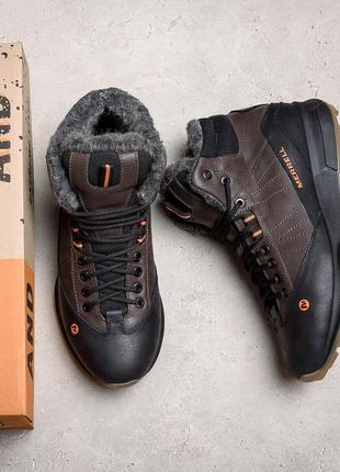 Мужские зимние кожаные ботинки merrell chocolate5 фото
