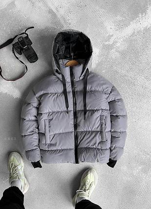 Мужская куртка пуховик серая топ качества