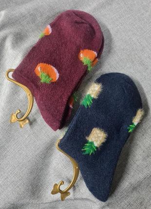 Теплые шерстяные носки набор 2шт, женские носки с рисунком зима, зимние носки женские, шерстяные носки, женские носки с фруктами авокадо, термоноски4 фото