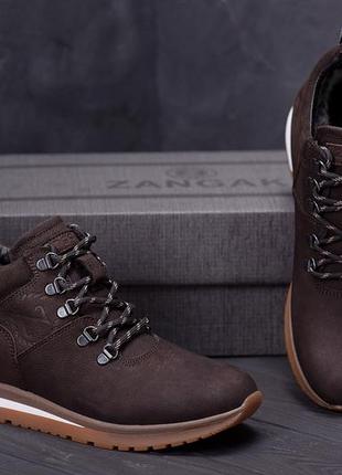 Мужские зимние кожаные ботинки zg chocolate crossfit3 фото