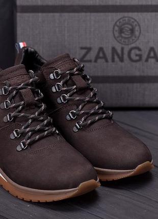 Мужские зимние кожаные ботинки zg chocolate crossfit8 фото