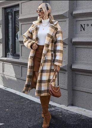 Shein пальто shein essnce з візерунком у шотландську клітку та низькими плечима розмір l (40-42).2 фото