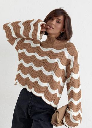Ажурная кофта с волнистым узором 5