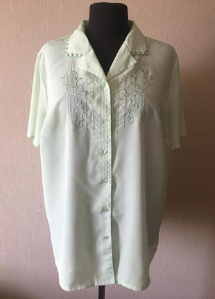 Светло-салатовая нарядная блуза большого размера,женская блузка6 фото