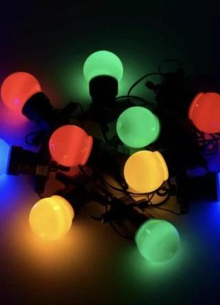 Вулична гірлянда лампочки кулі, різнокольорові, 10 шт водонепроникні 5 м2 фото