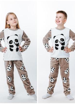 Пижама детская теплая на девочку и мальчика, удобная одежда для дома и сна зимняя1 фото