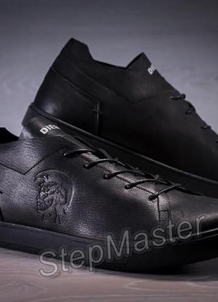 Кеды кроссовки мужские кожаные diesel pirate black2 фото