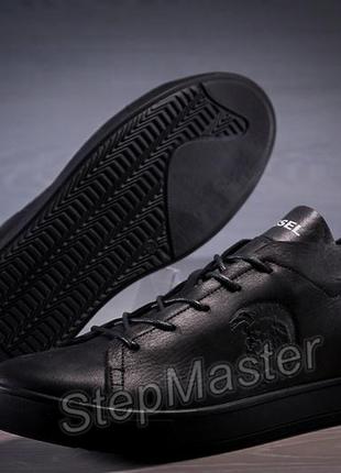 Кеды кроссовки мужские кожаные diesel pirate black10 фото