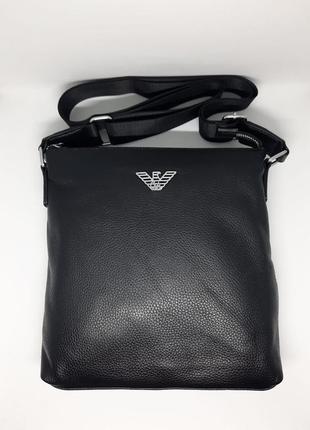 Мужская кожаная сумка. сумка армани черная. подарок мужчине. подарок на день рождения1 фото