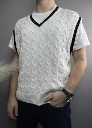 Стильный жилет h&amp;m relaxed fit cable-knit sweater vest