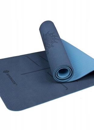 Коврик (мат) для йоги и фитнеса springos tpe 6 мм yg0012 blue/sky blue