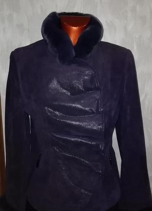 Эксклюзив! супер оригинальная теплая кожаная куртка с натуральным мехом шиншили, турция1 фото