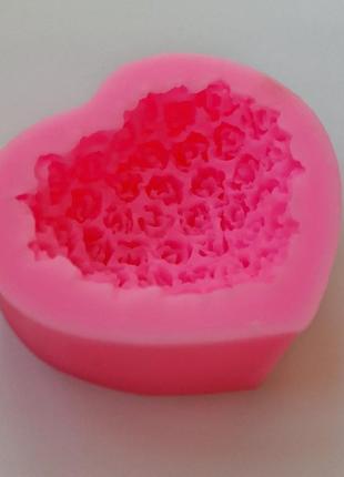 Силиконовая форма молд сердце  букет цветов для мастики марципана мыловарения изготовления свечей2 фото