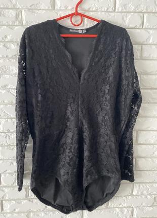 Красивый боди черный гипюр на подкладке 20 4хл