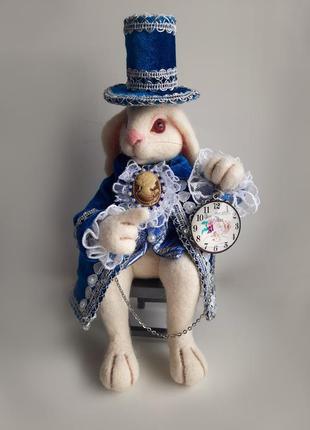 Интерьерная валяная игрушка белый кролик. алиса в стране чудес.1 фото