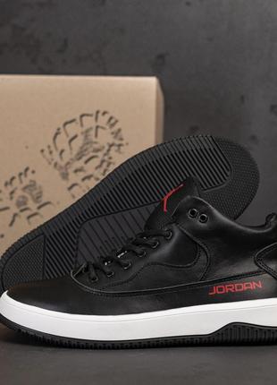 Мужские зимние кожаные кроссовки jordan black4 фото