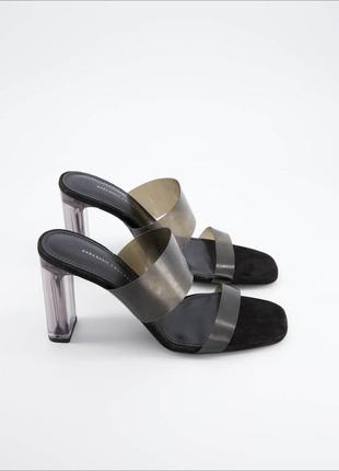 Босоножки сабо шлепанцы на виниловых каблуках zara1 фото