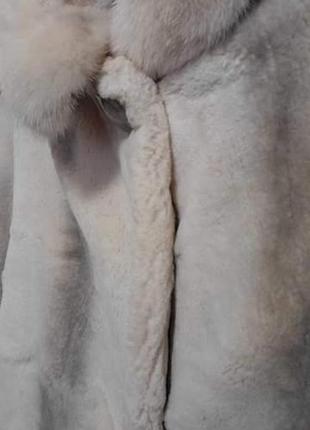 Шуба  белая норковая (норкавая)) стриженая крестовка молочно белая кремовая поломно3 фото