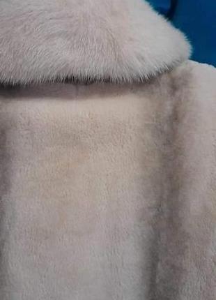Шуба  белая норковая (норкавая)) стриженая крестовка молочно белая кремовая поломно5 фото