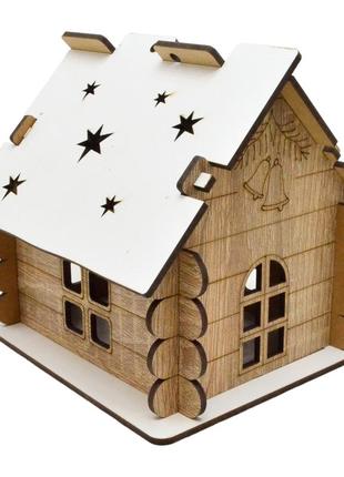 Дерев'яна коробка будиночок 13 см подарункова скринька для цукерок новорічного подарунка дім з дерева лдвп3 фото