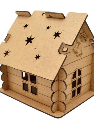 Дерев'яна коробка будиночок 16 см подарункова скринька для цукерок новорічного подарунка дім з дерева мдф3 фото