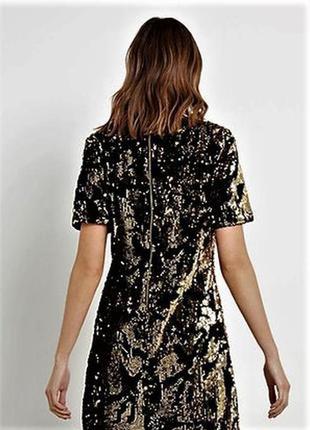 Вечернее нарядное велюровое платье с золотой пайеткой2 фото