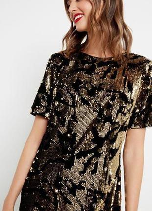 Вечернее нарядное велюровое платье с золотой пайеткой3 фото