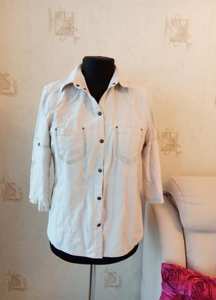 Натуральная рубашка, сафари, на лето, лен, тенсел, лиоцелл, городской шик, дорогой бренд1 фото
