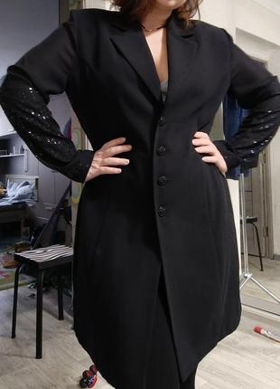 Удлиненный жакет пиджак с прозрачными рукавами с блестками. lori weidner винтаж ретро2 фото