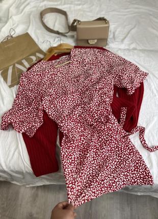 Блуза на запах анімалістичний принт від zara