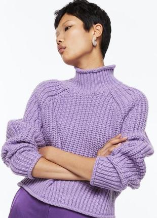 Вязаный теплый свитер с высоким воротом h&m - xs, s, m