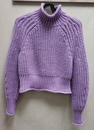 Вязаный теплый свитер с высоким воротом h&m - xs, s, m8 фото