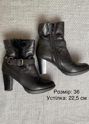 Шкіряні зимові ботильйони чоботи чобітки