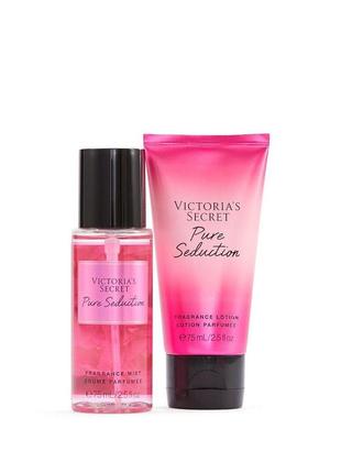 Подарочный набор косметики victoria's secret pure seduction парфюмированный спрей и лосьон для тела3 фото