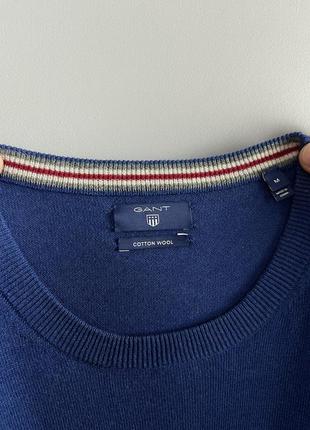 Оригинальный свитер gant cotton wool crew neck sweater-steel blue8 фото