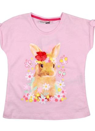 Рожева футболка з кроликом на дівчаток р. 86, ergee / kik
