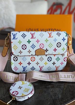 Сумка louis vuitton multi pochette 2 в 1 біла