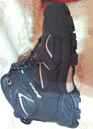 Кожаные стильные зимние кроссовки ботинки зима кожа меха фирменные bona10 фото