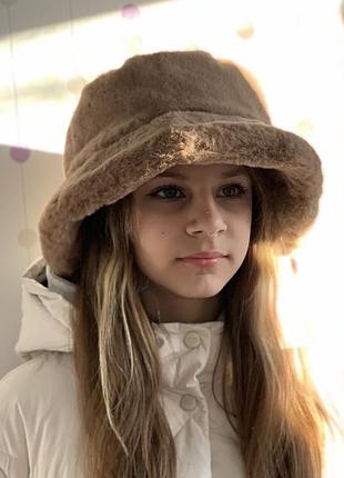 Дитяча хутряна панама zara/шапка зара/детская меховая панама зара