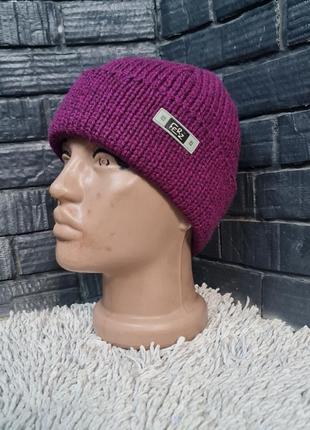 Зимняя фиолетовая   шапка  ferz с подворотом шерсть 40% альпака 10% акр. 50% 29361