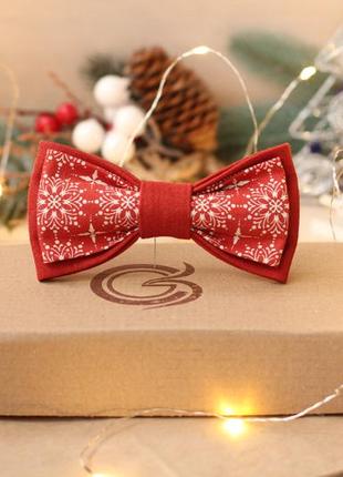 Бабочка новогодний «исеистые снежинки» ( терракотовый)