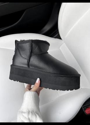 Ugg ultra mini platform black leather