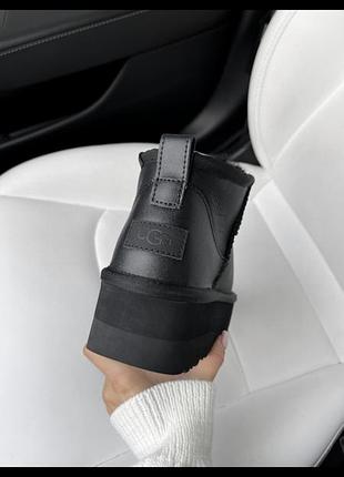 Ugg ultra mini platform black leather2 фото
