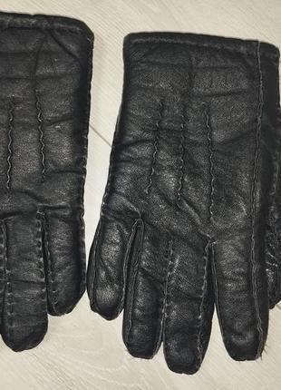 Кожаные теплые перчатки