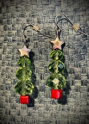 Серьги елочки, сережки, елки, ялинки