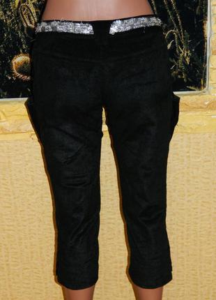 Женские брюки капри черные вельвет р. 44-46 "egge"2 фото