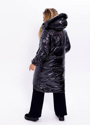 Теплое удлиненное стеганное пальто на синтепоне с капюшоном, размер 42-44,46-48,50-52,54-56, 58-604 фото