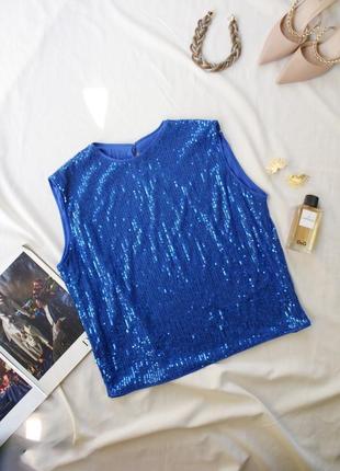Брендовая блестящая блуза топ в пайетках3 фото